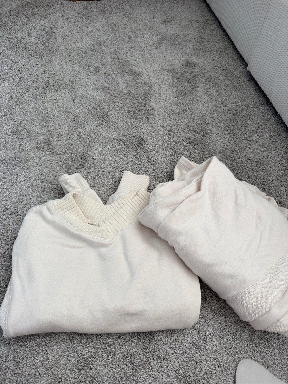 Women's Cream V-Neck Sweater crew neck with matching sweatpants